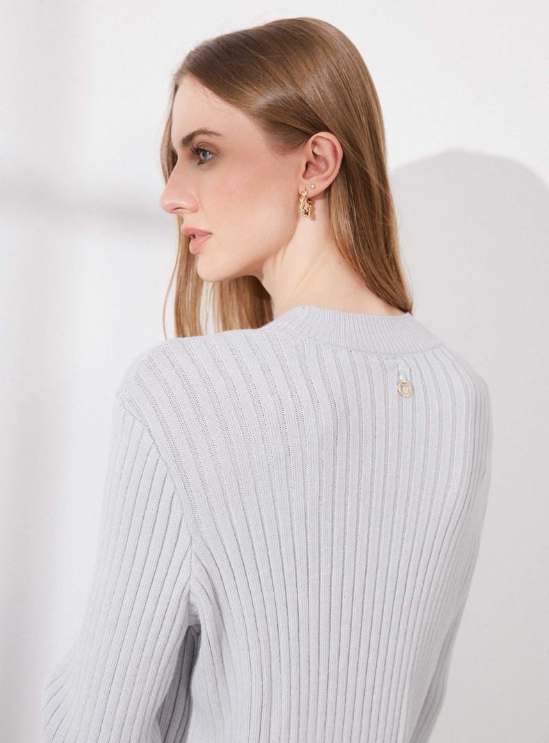 Sweater Tejido Acanalado con Perlas-3