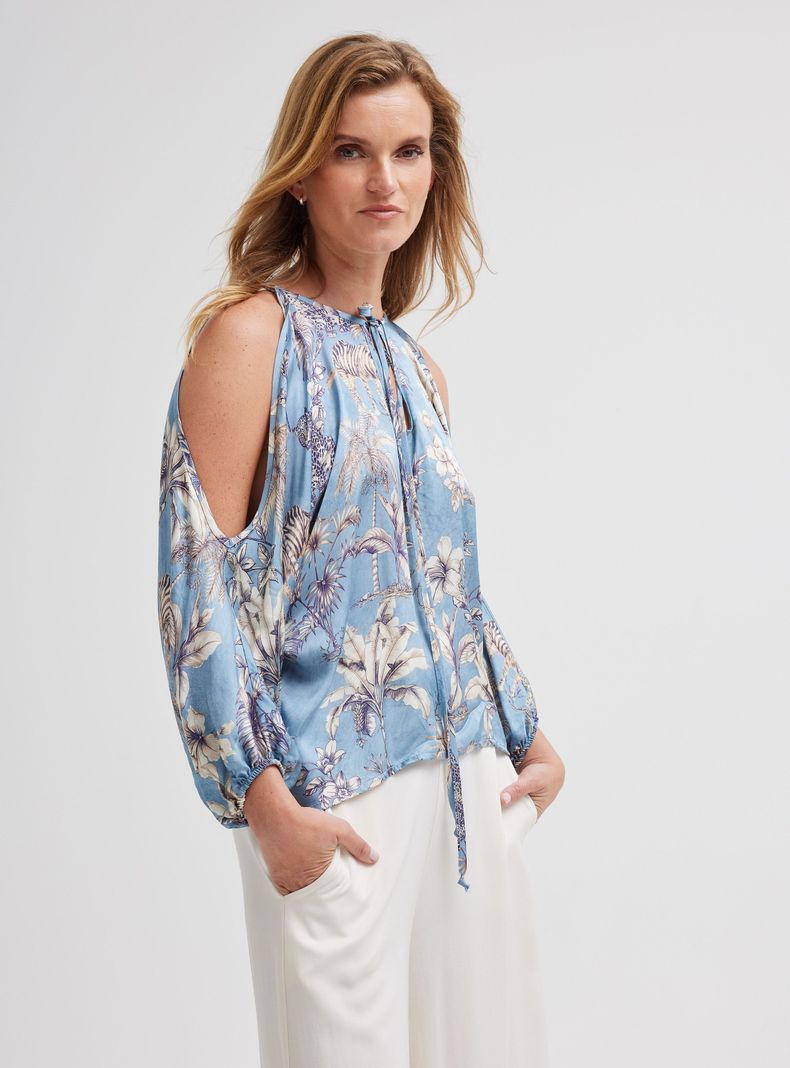 Blusa Abertura en Mangas Hecha en Italia-0