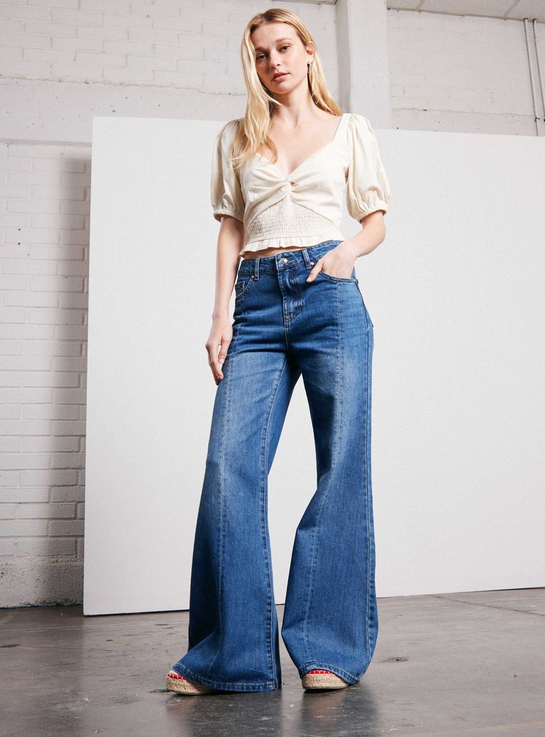 Jeans Flare Corte Delantero-4