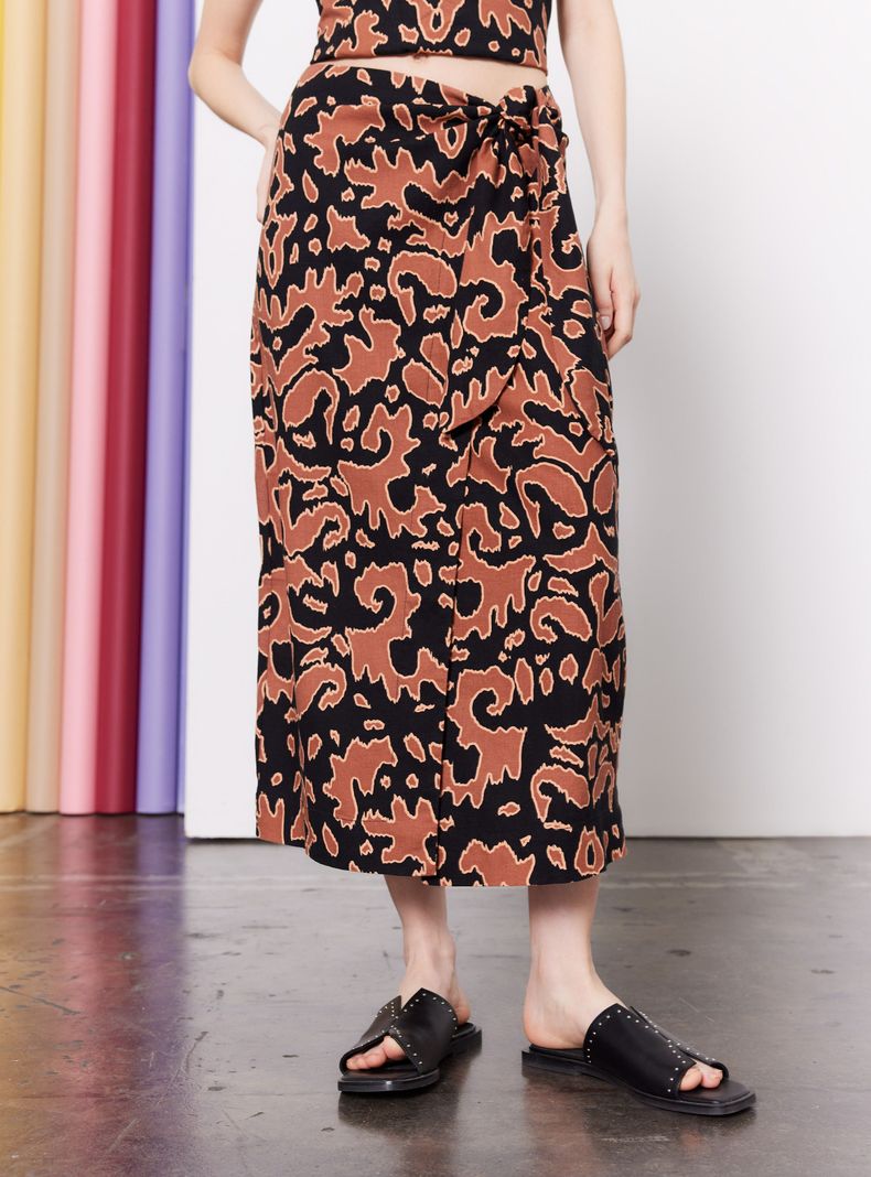 Falda Estampada con Amarra-0
