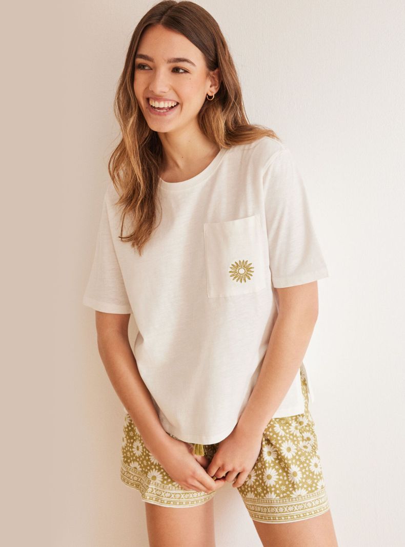 Pijama Algodón Short Flores