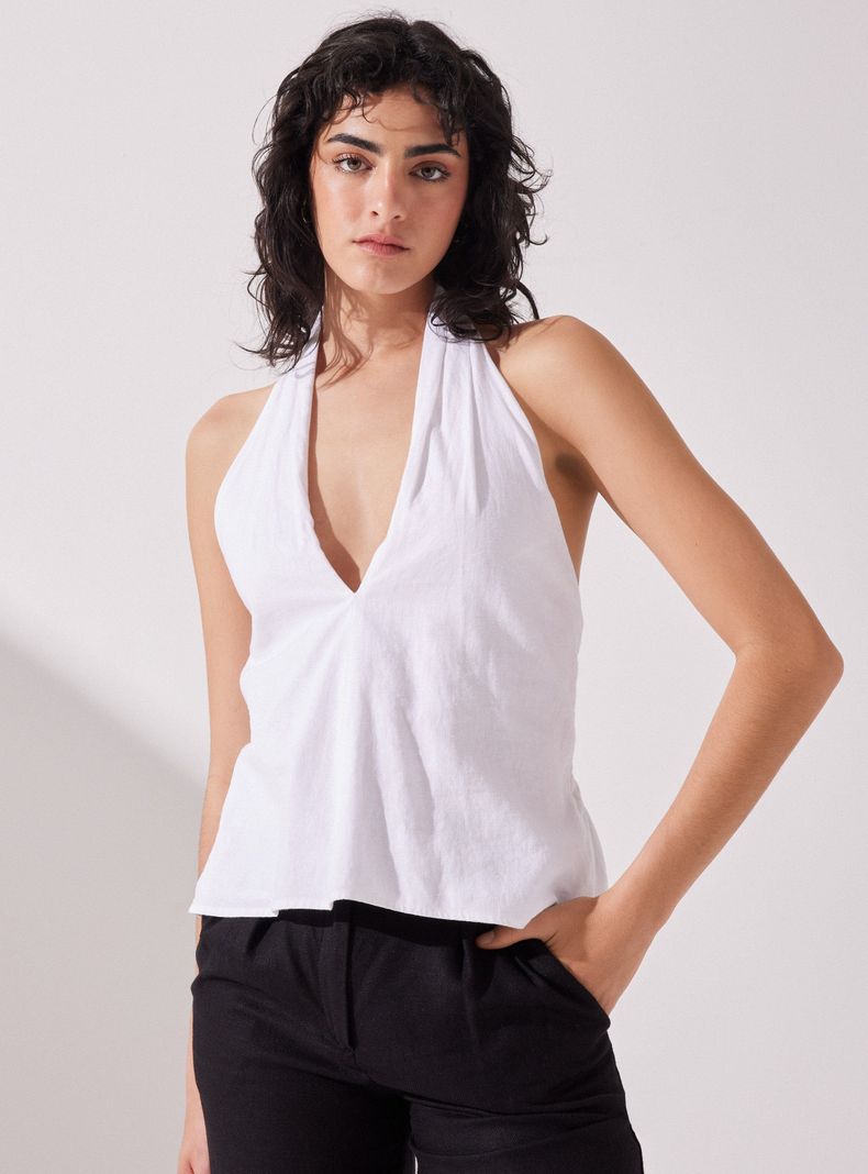 Blusa Lino Espalda Baja