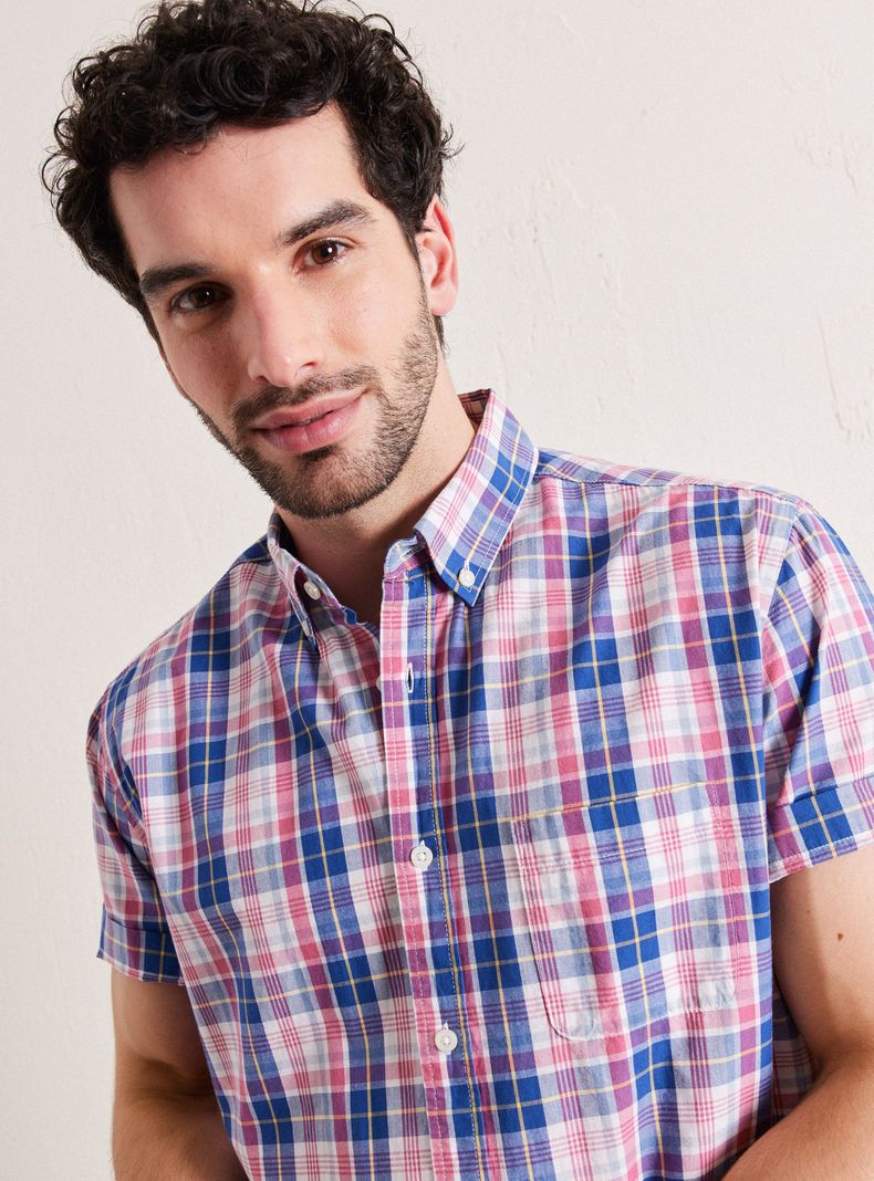 Camisa de Vestir Manga Corta Poplin Cuadros-2