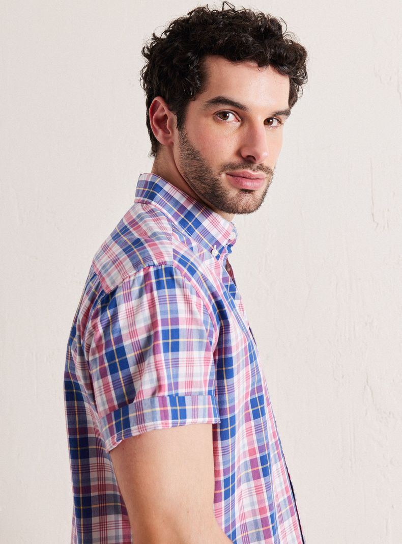 Camisa de Vestir Manga Corta Poplin Cuadros-3