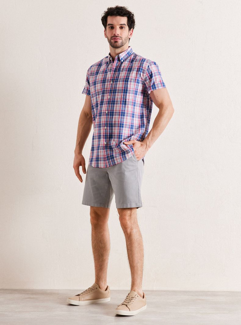 Camisa de Vestir Manga Corta Poplin Cuadros-4