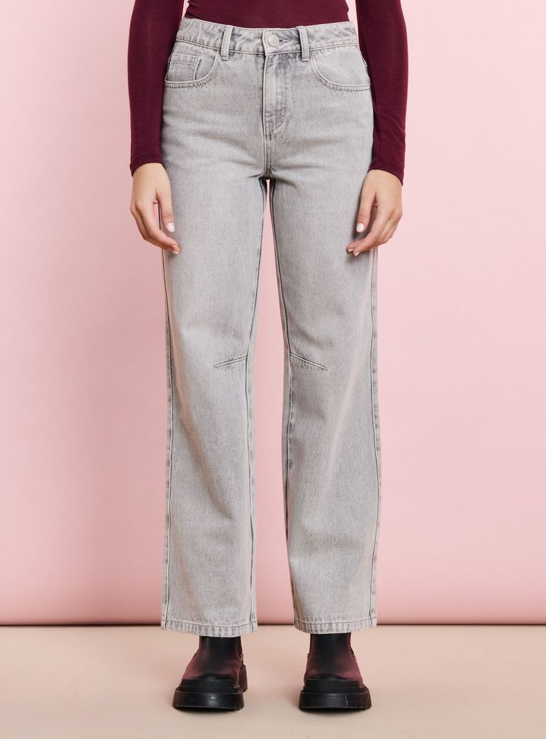 Jeans Straight con Pieza de Ajuste Cintura Trasera-0