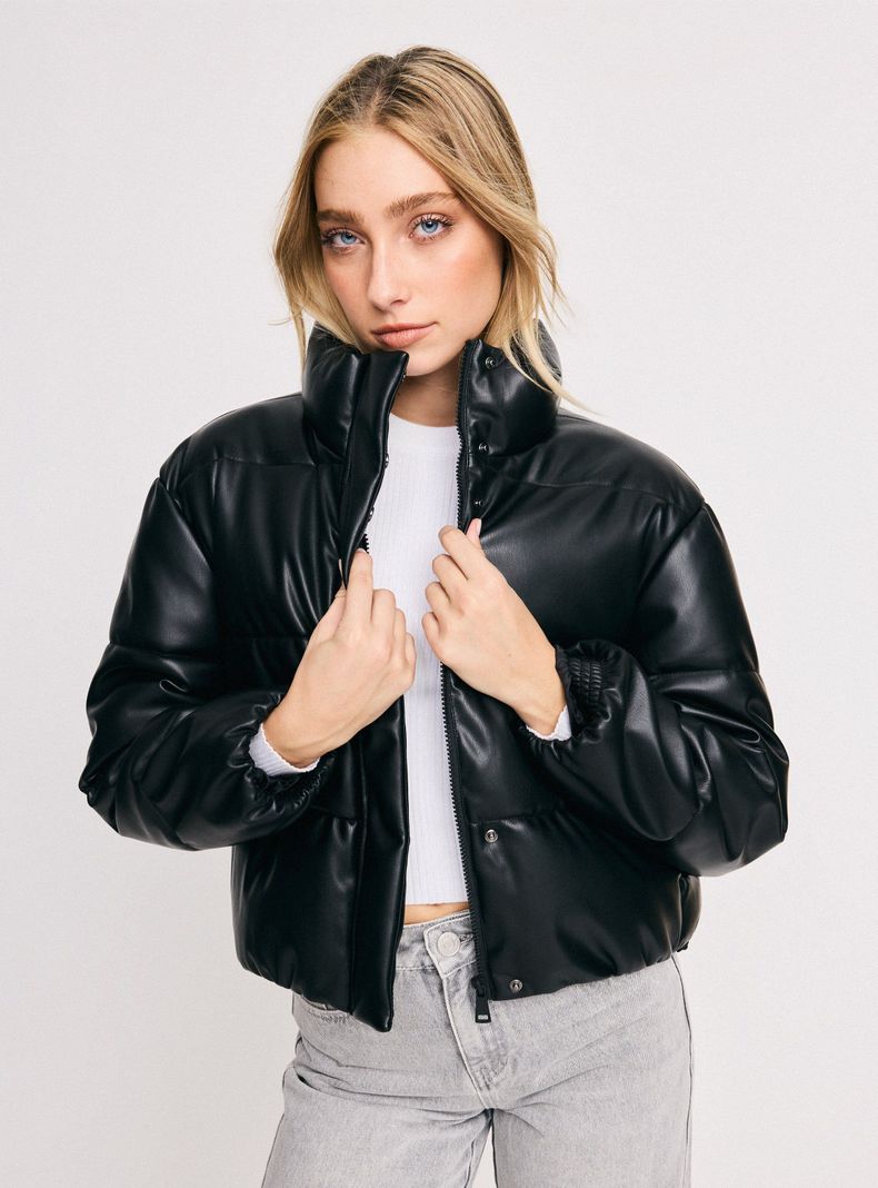 Parka Puffa Efecto Piel con Elástico-0