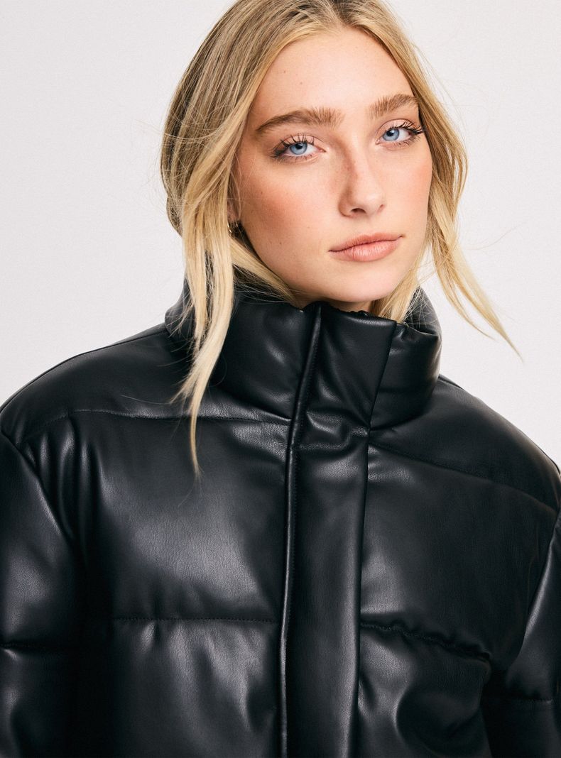 Parka Puffa Efecto Piel con Elástico-3