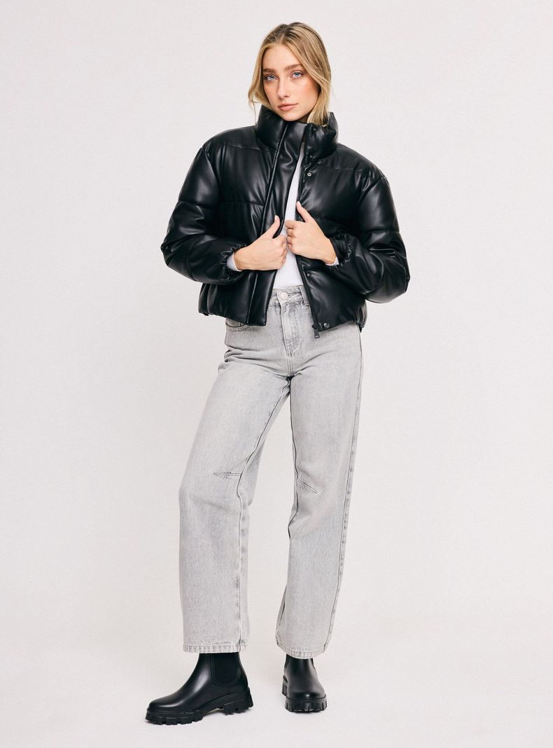 Parka Puffa Efecto Piel con Elástico-4