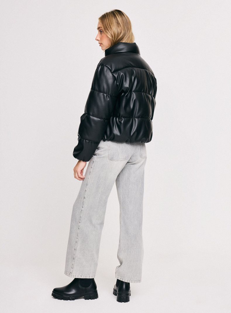 Parka Puffa Efecto Piel con Elástico-5