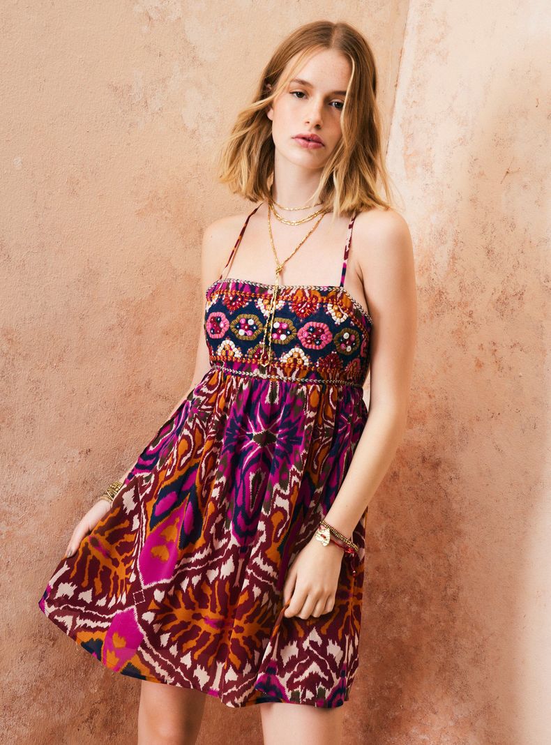 Vestido con Pabilos Ajustables y Tie Dye-0