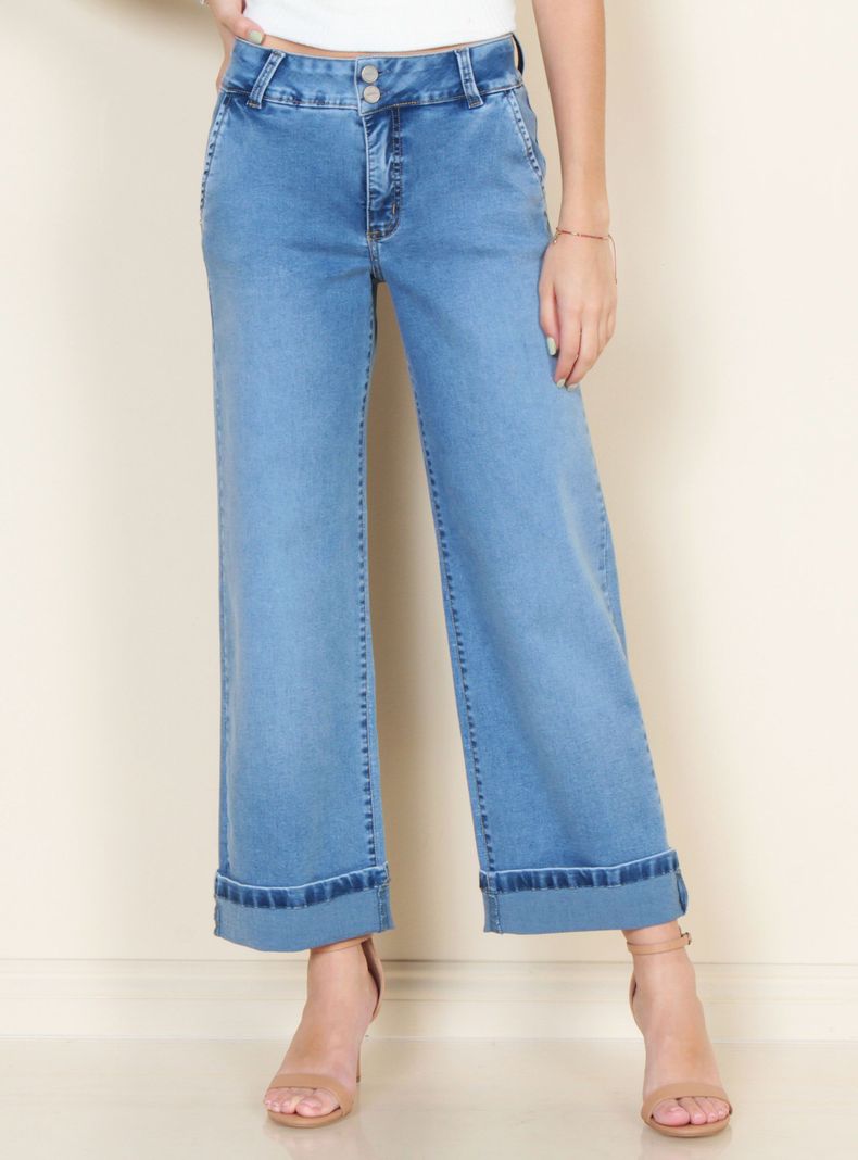 Jeans Wide Leg Tiro Alto Bolsillo Argentino 2 Botones-0
