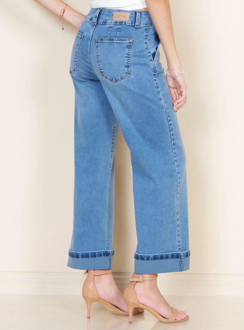 Jeans Wide Leg Tiro Alto Bolsillo Argentino 2 Botones-1