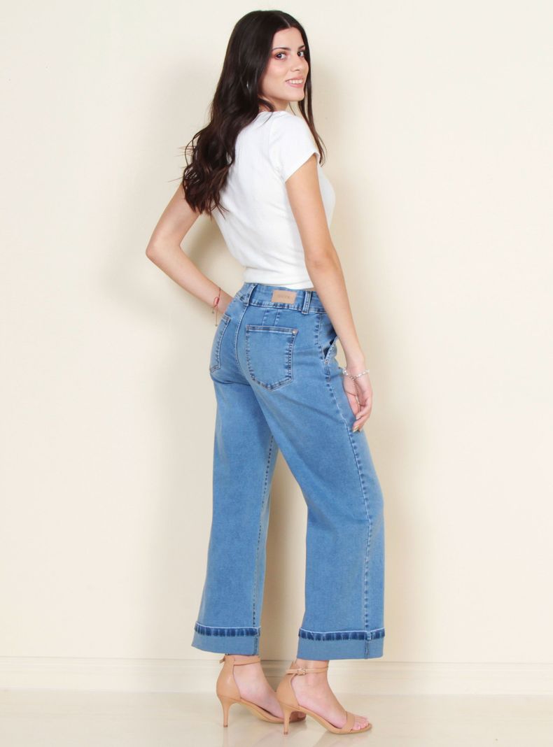 Jeans Wide Leg Tiro Alto Bolsillo Argentino 2 Botones-4