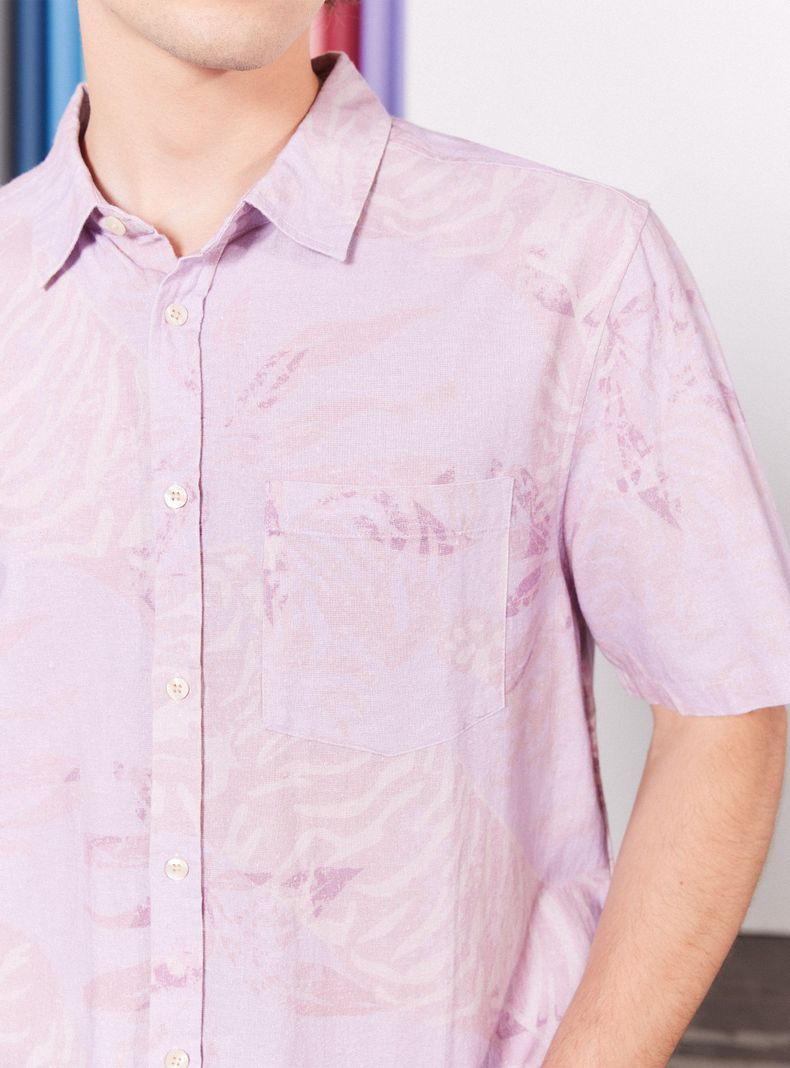 Camisa de Vestir Lino Estampada-3