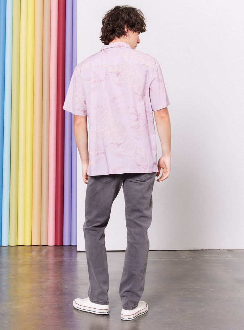 Camisa de Vestir Lino Estampada-5