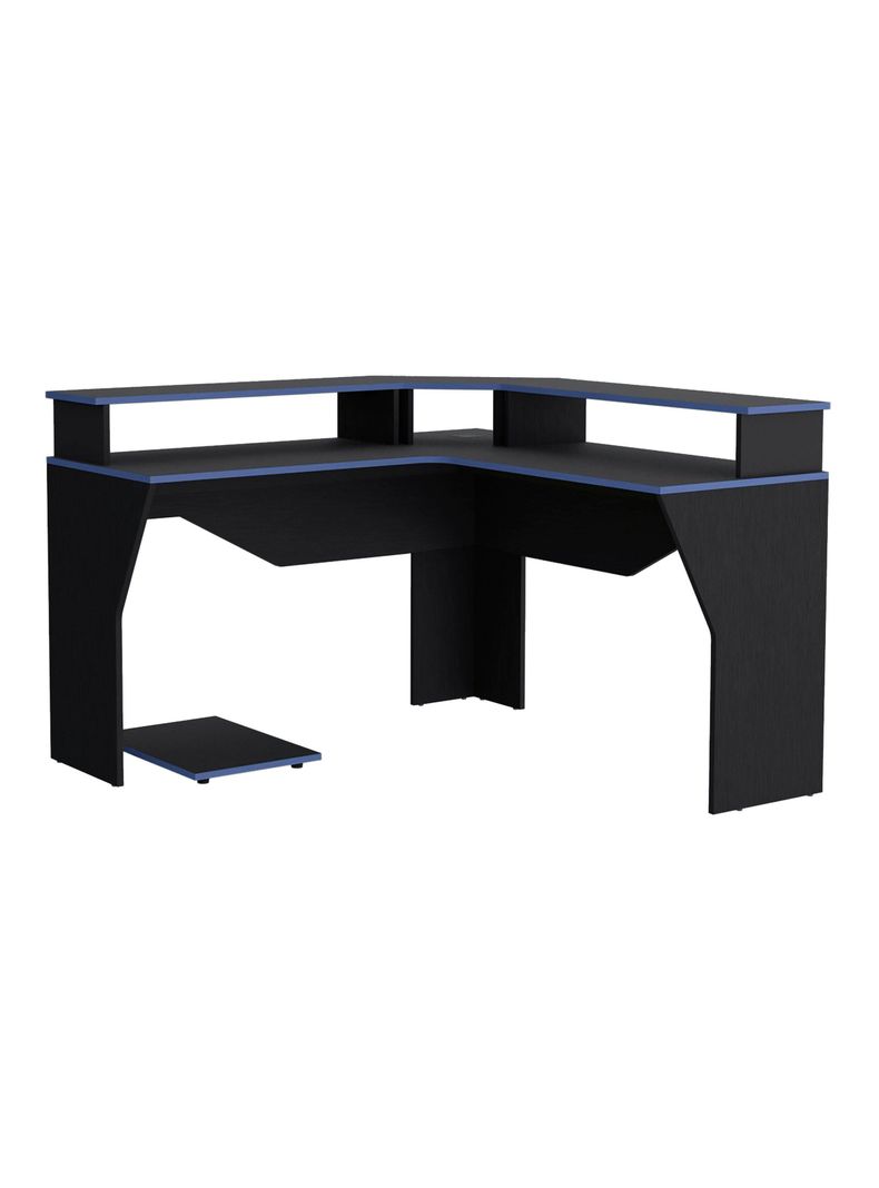 Escritorio Gamer en L Guma Wengue Canto Azul