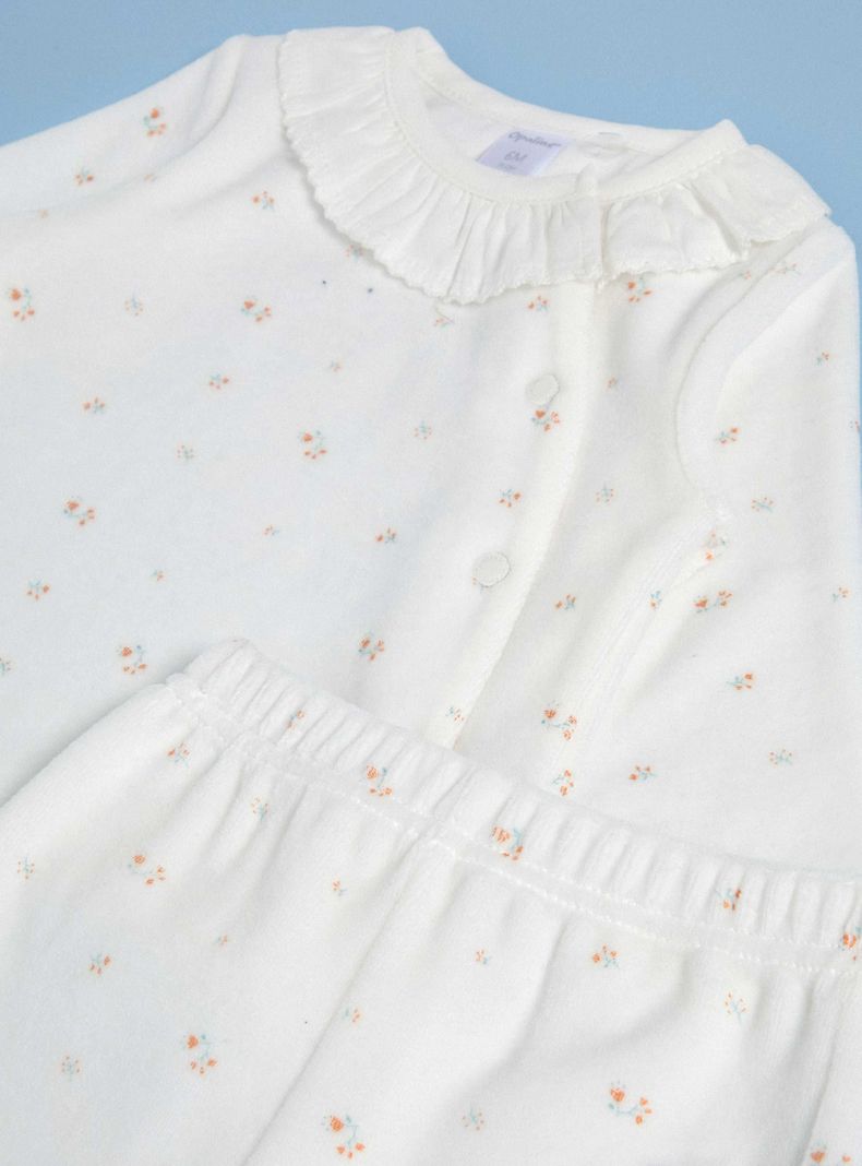 Conjunto con Cuello Tela Plana y Estampado con Flores-2