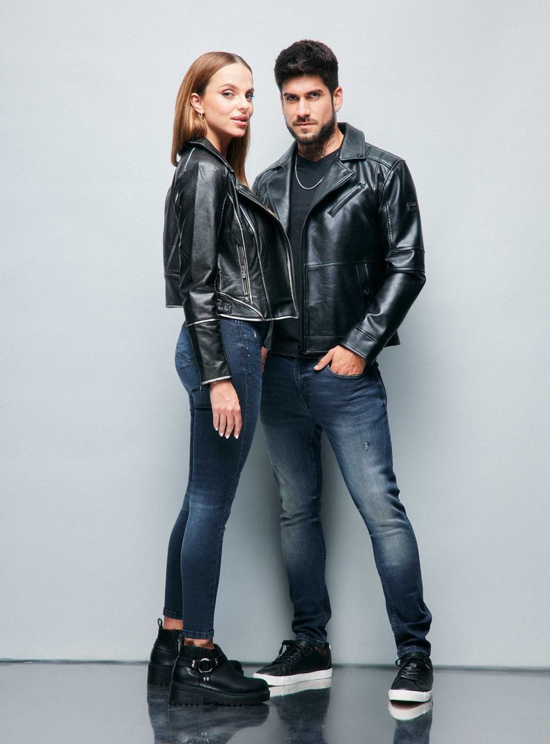 Chaqueta Biker Cierre Cruzado Metalizada Lavada-5