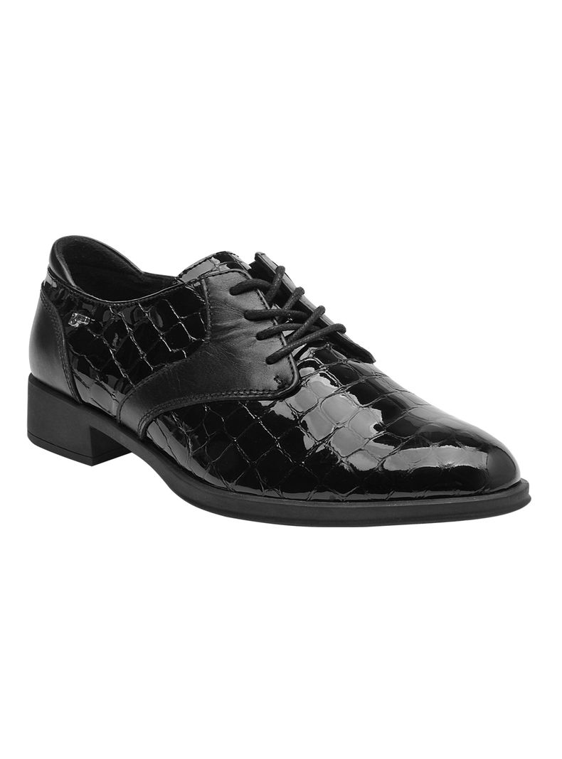 Zapato Casual Texturado Taco Cuadrado Cuero J070 Mujer-1