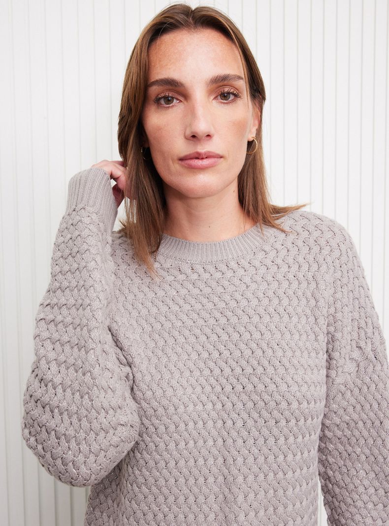Sweater Jacquard con Hilo Metálico-2