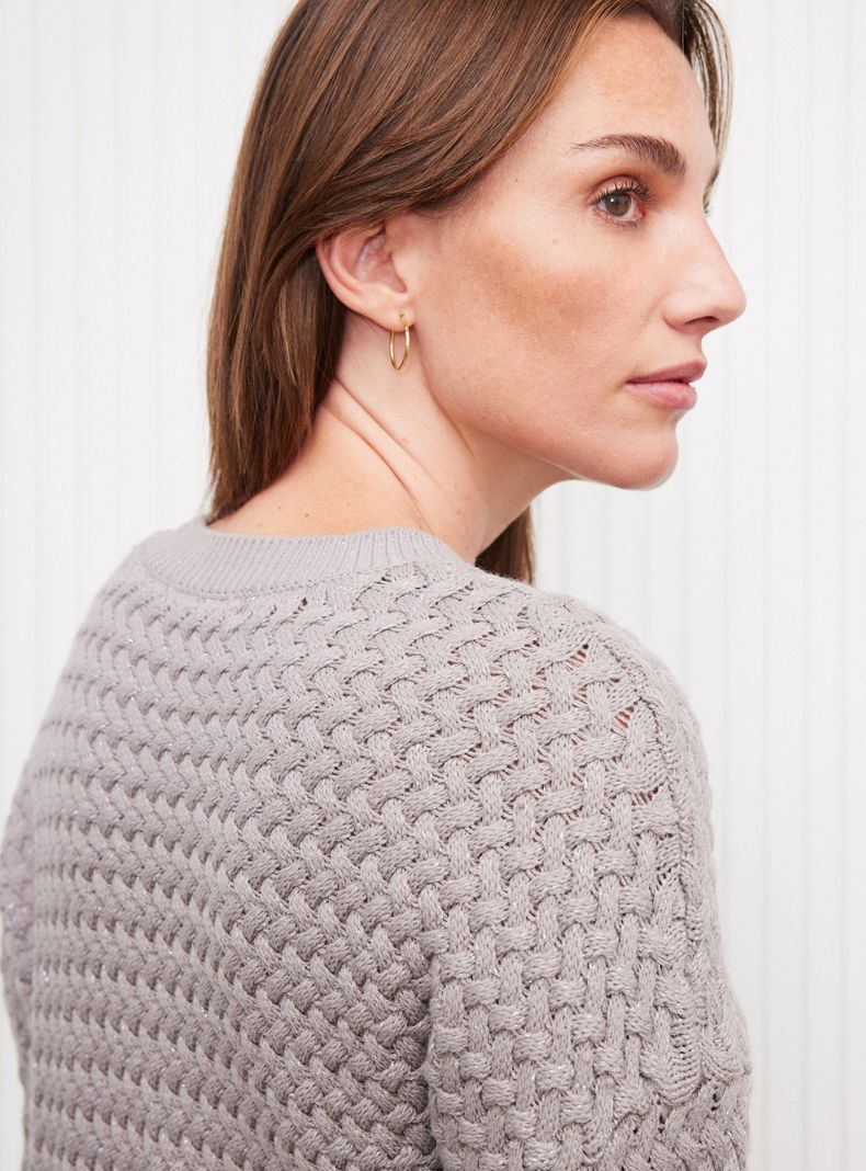 Sweater Jacquard con Hilo Metálico-3