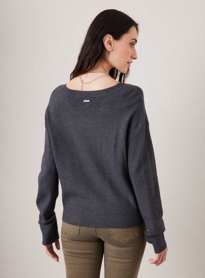Sweater Acanalado en Pecho-1