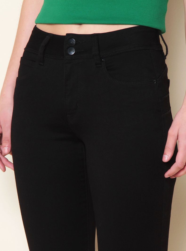 Jeans Slim Tiro Alto Pretina Media 2 Botones Push Up-2