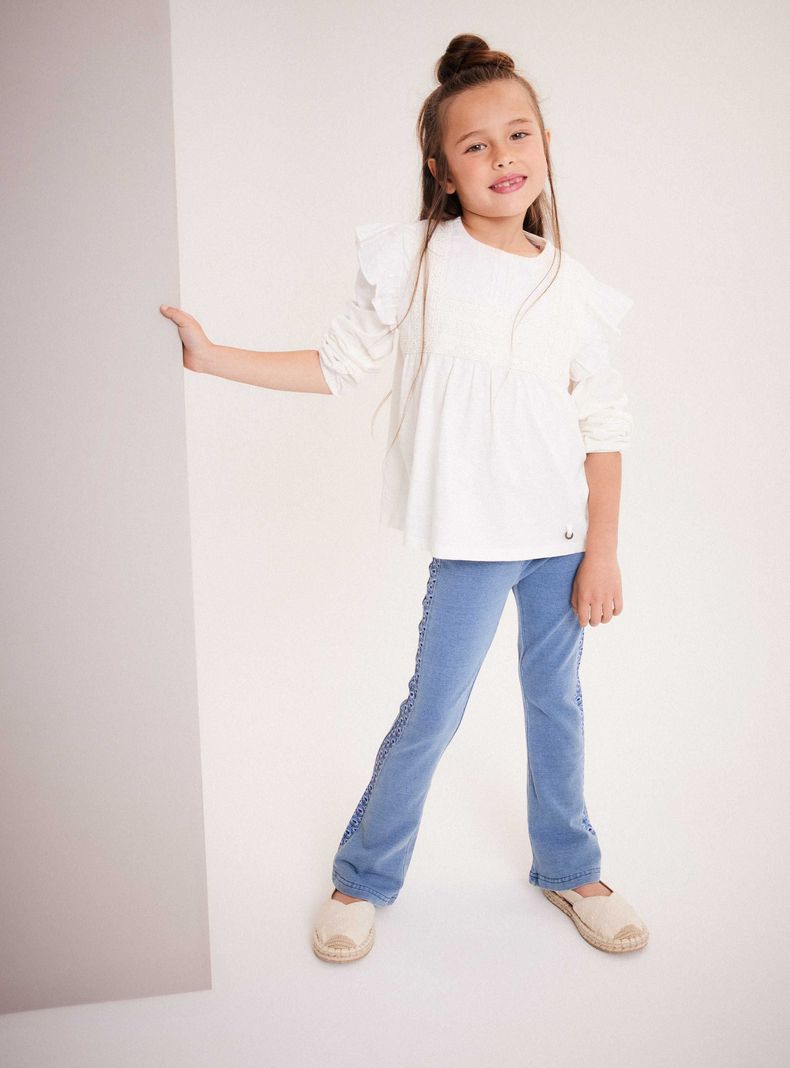 Calza Look Denim con Costados Estampados-0