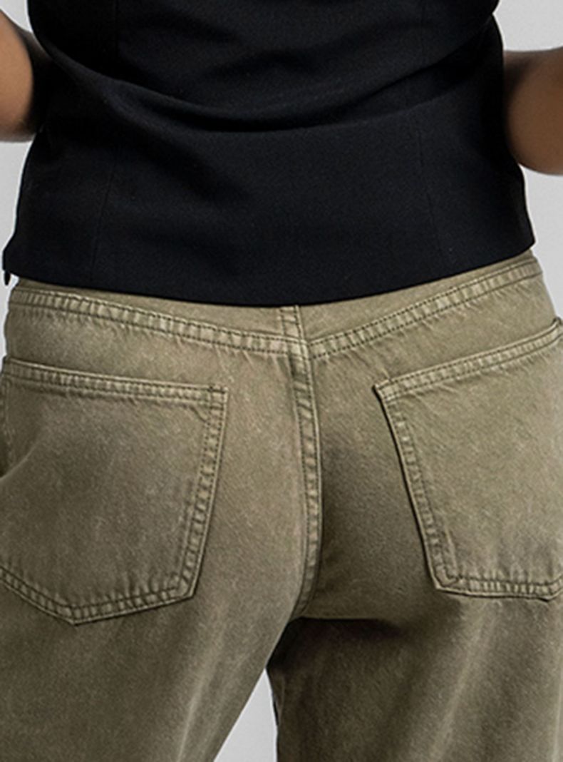 Jeans Josefa Wide Leg Tiro Medio Verde-1
