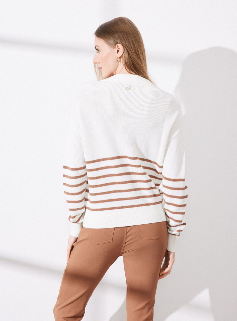 Sweater Rayado con Cuello Polo-1