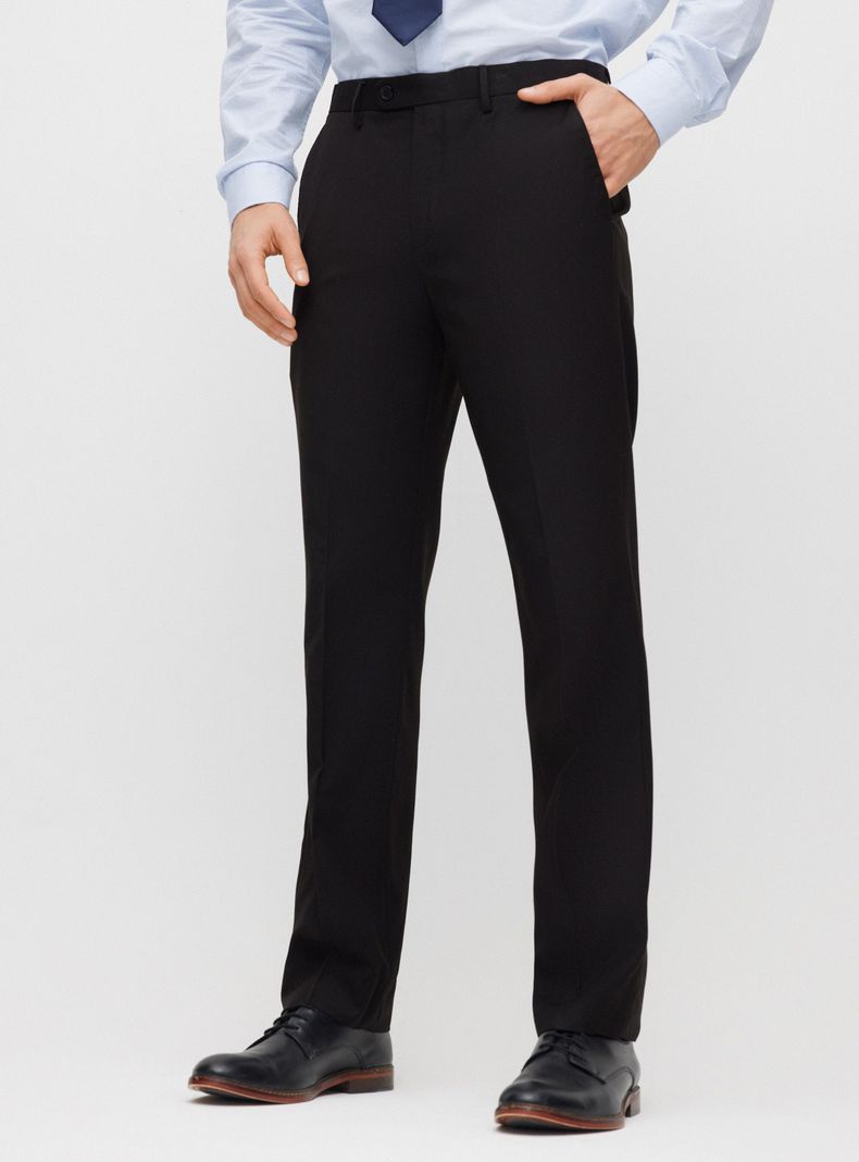 Pantalón de Vestir Clásico Azul Marino y Negro-0
