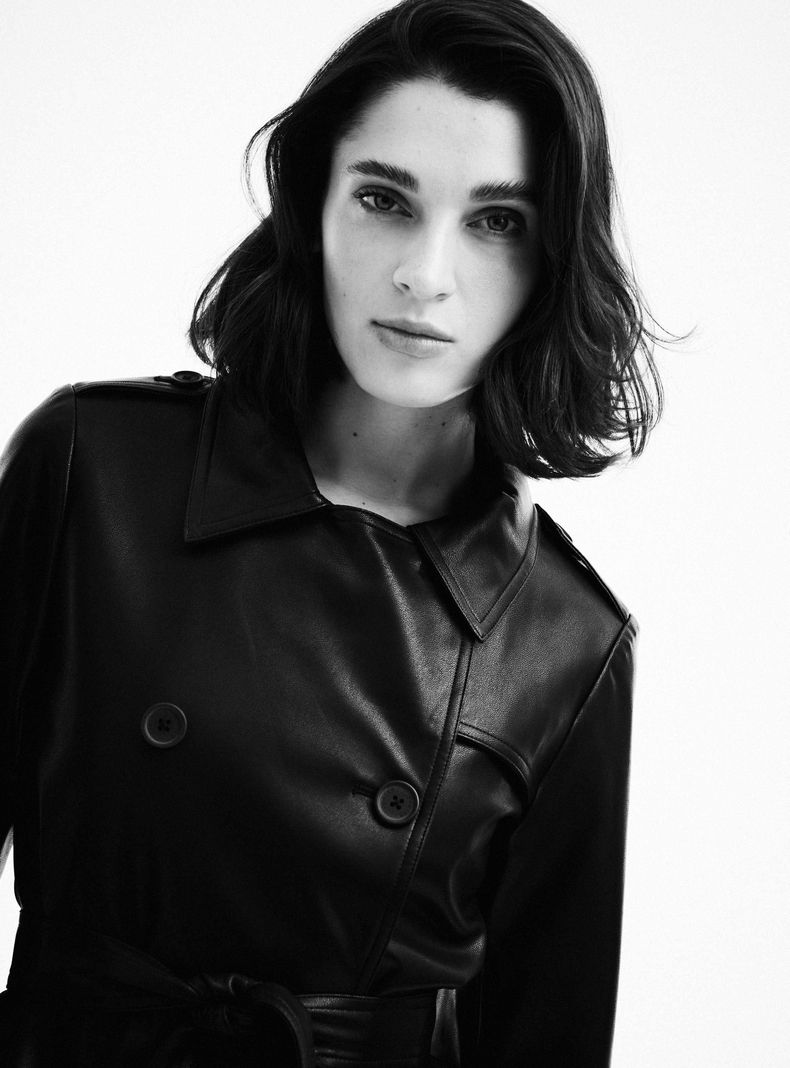 Abrigo Trench Pu Efecto Cuero-2