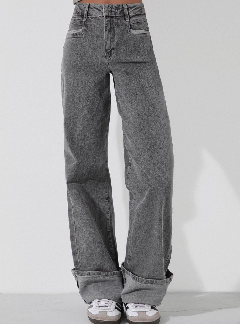 Jeans Pants Wide Leg Corazón Gray-0