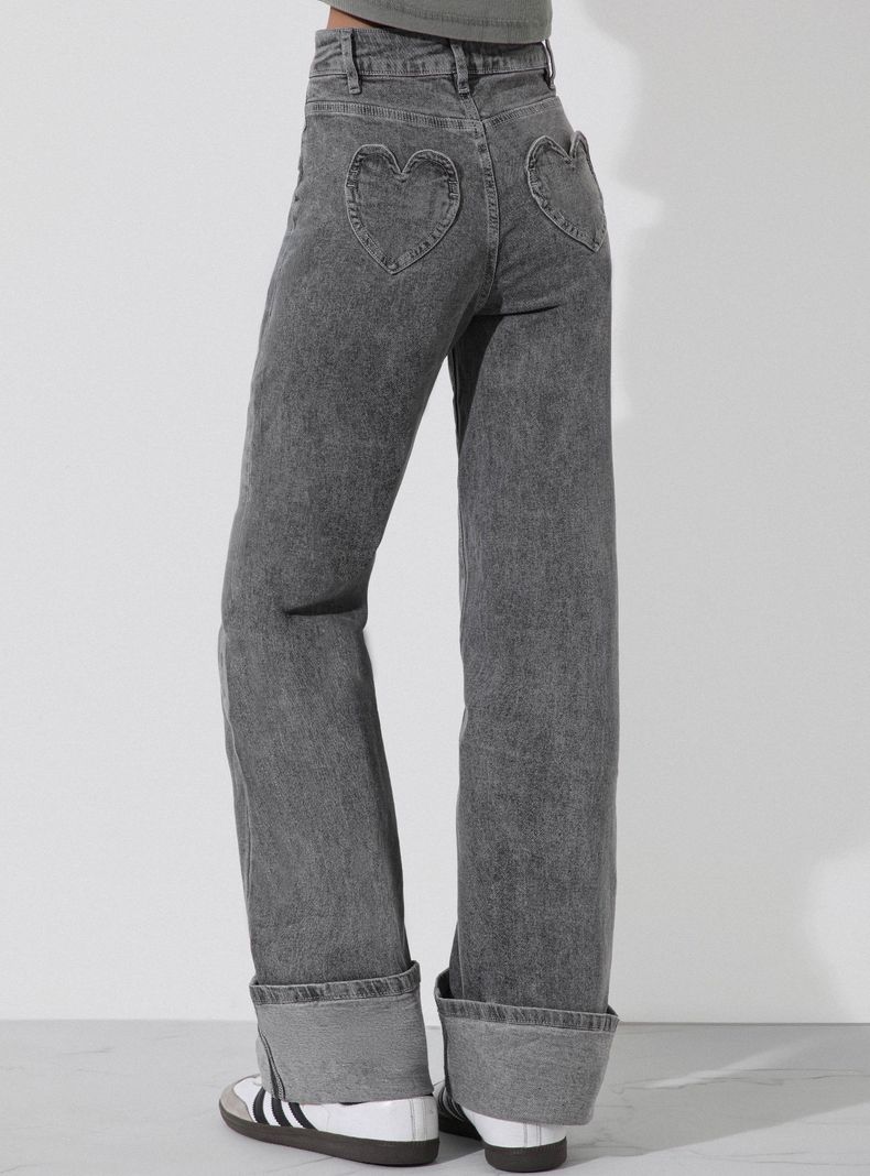 Jeans Pants Wide Leg Corazón Gray-1