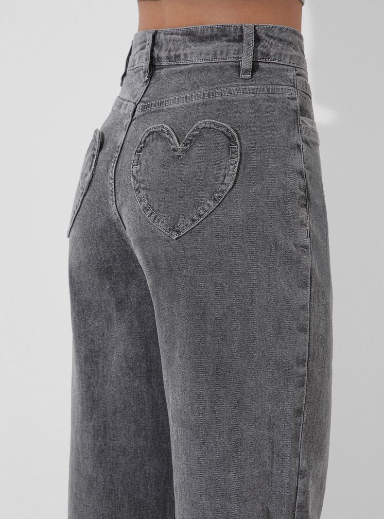 Jeans Pants Wide Leg Corazón Gray-2