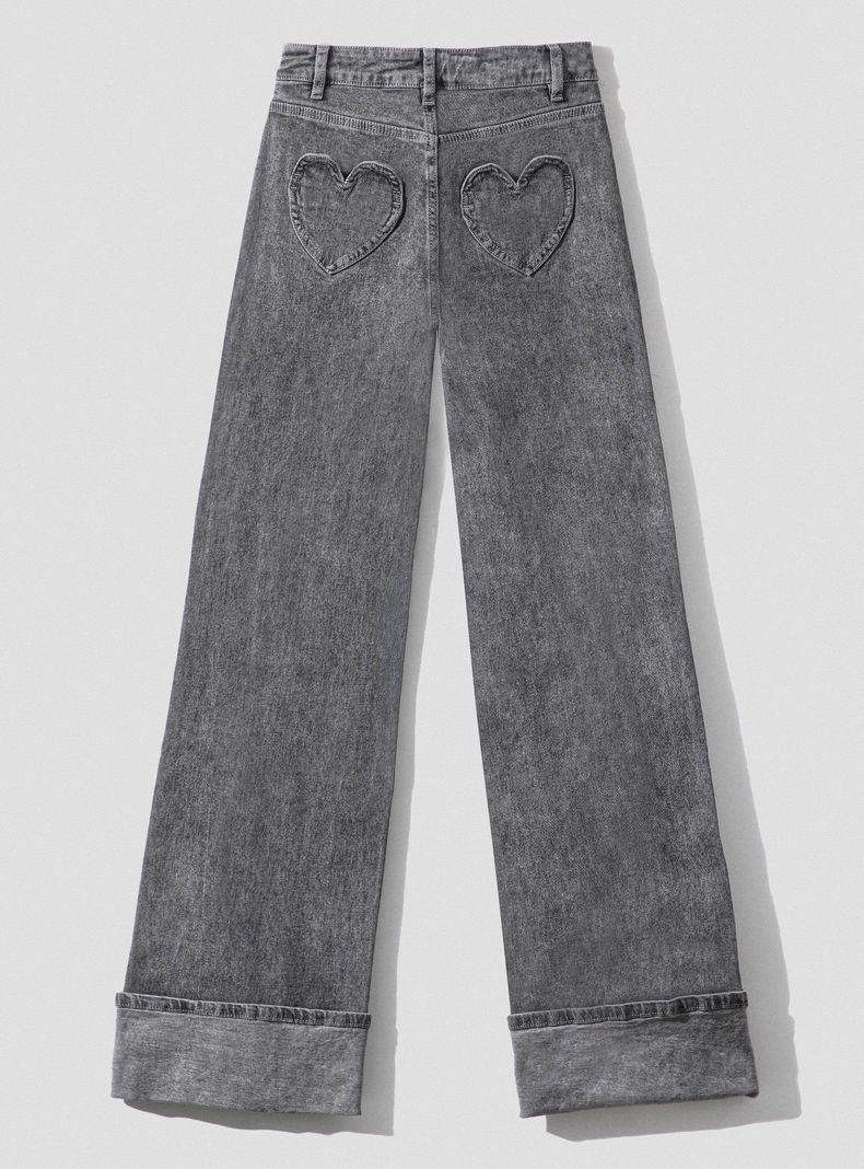 Jeans Pants Wide Leg Corazón Gray-4