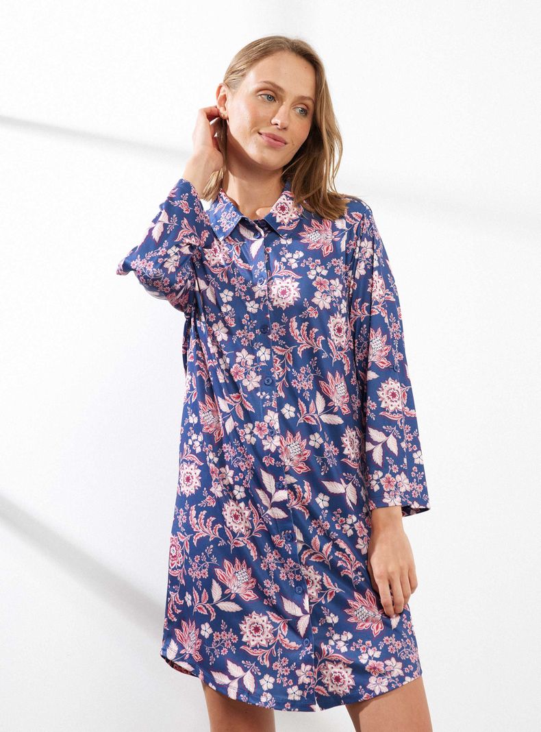 Camisa de Dormir Abotonado Full Print-0