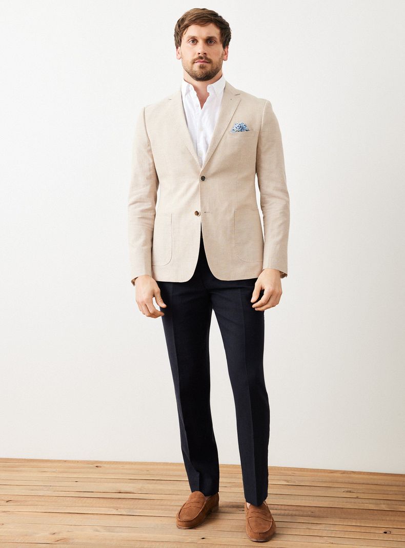 Vestón Recto Tela con Lino Slim Fit-4