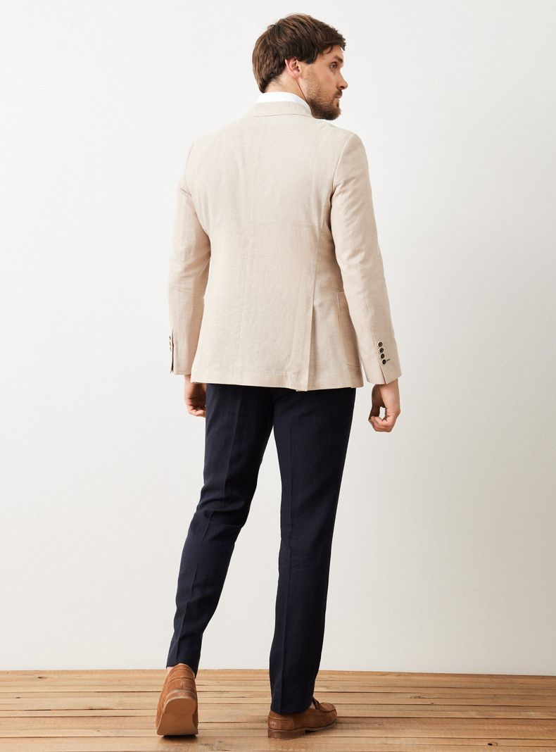 Vestón Recto Tela con Lino Slim Fit-5