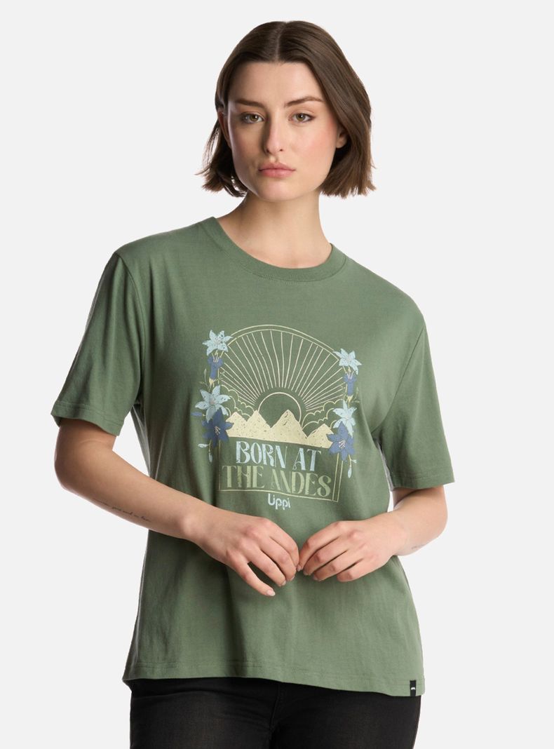 Polera Born At The Andes Print Logo T-Shirt-0