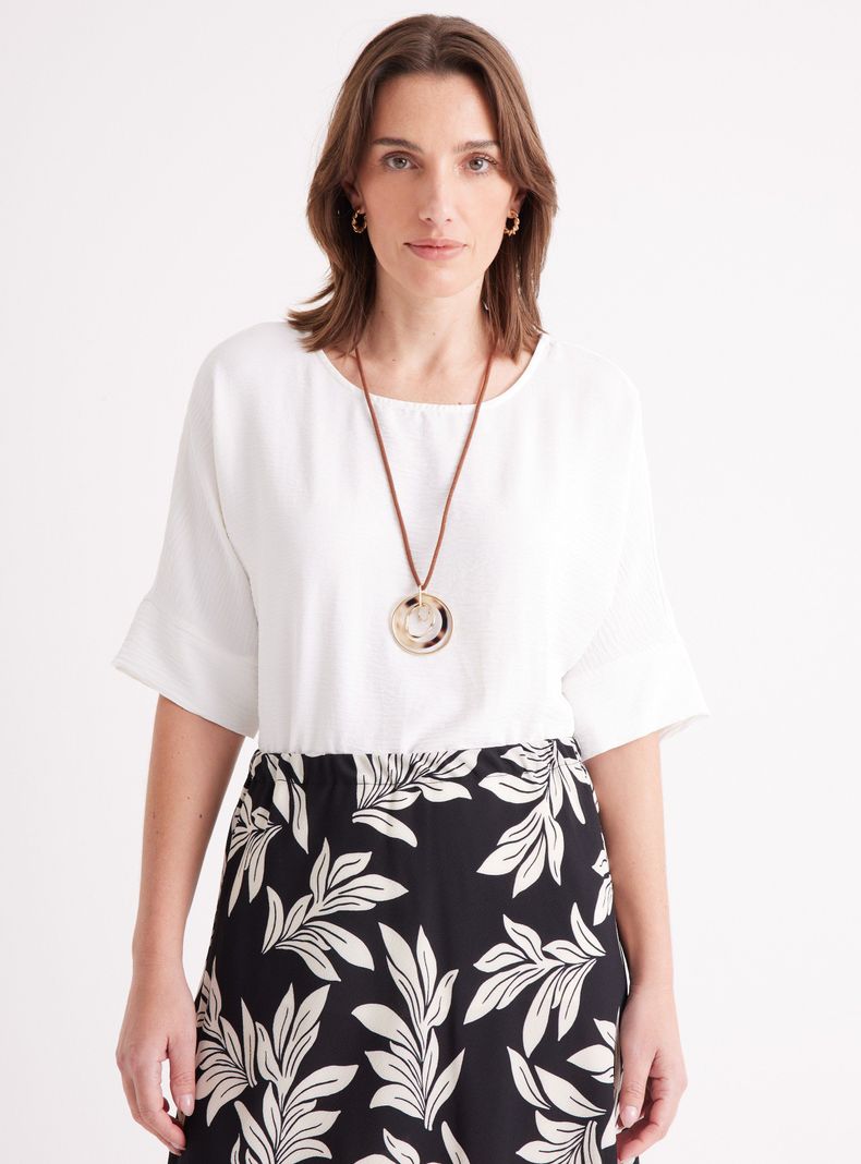 Blusa Túnica Kimono con Collar-0
