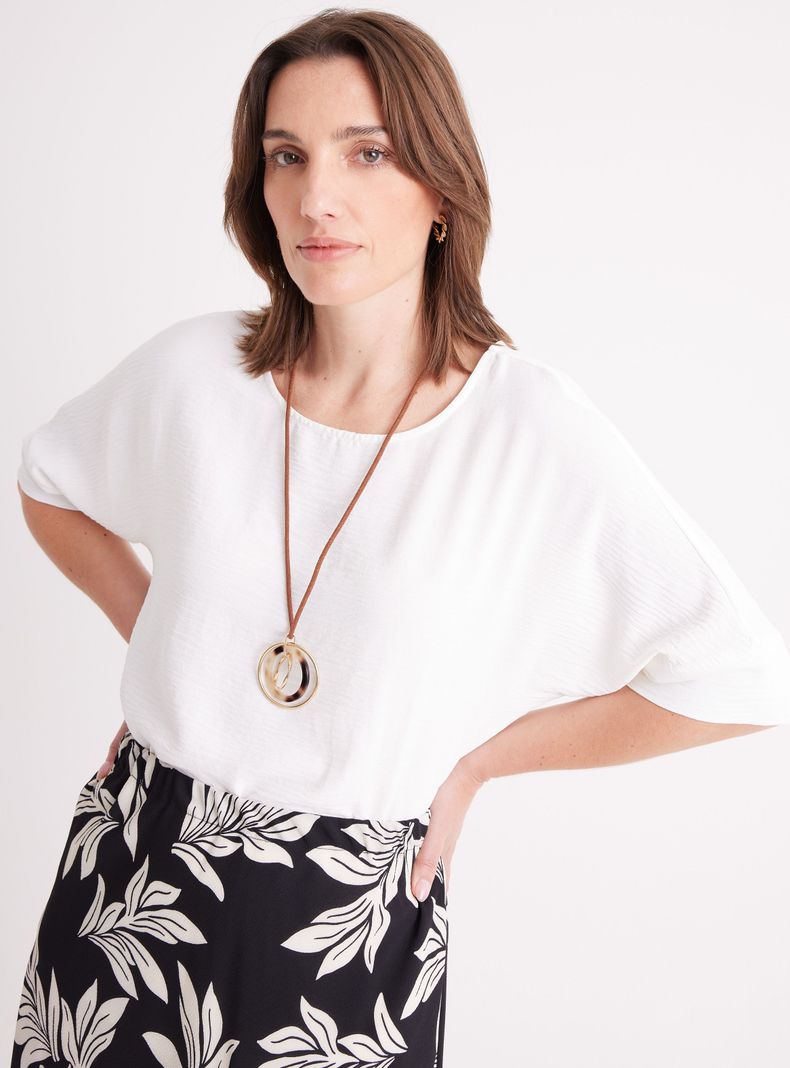 Blusa Túnica Kimono con Collar-2