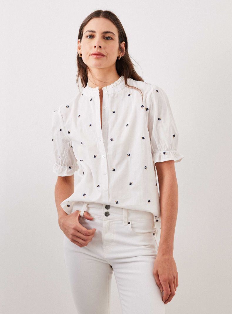 Blusa Bordada con Manga Globo-0