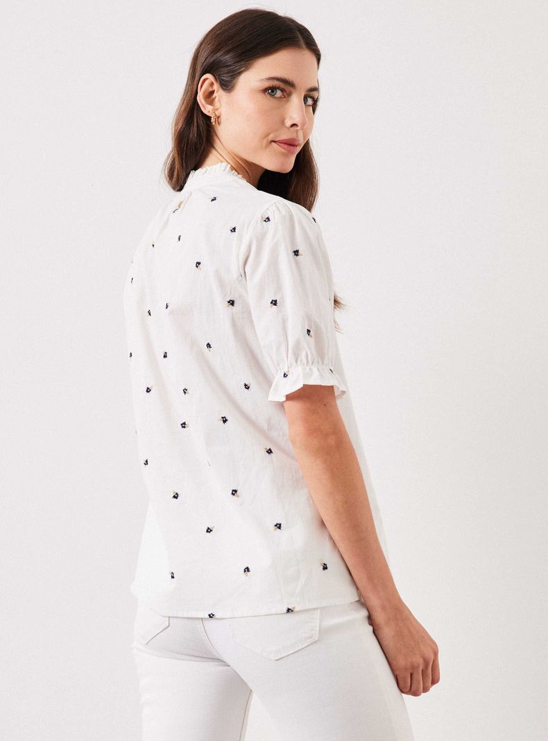 Blusa Bordada con Manga Globo-1