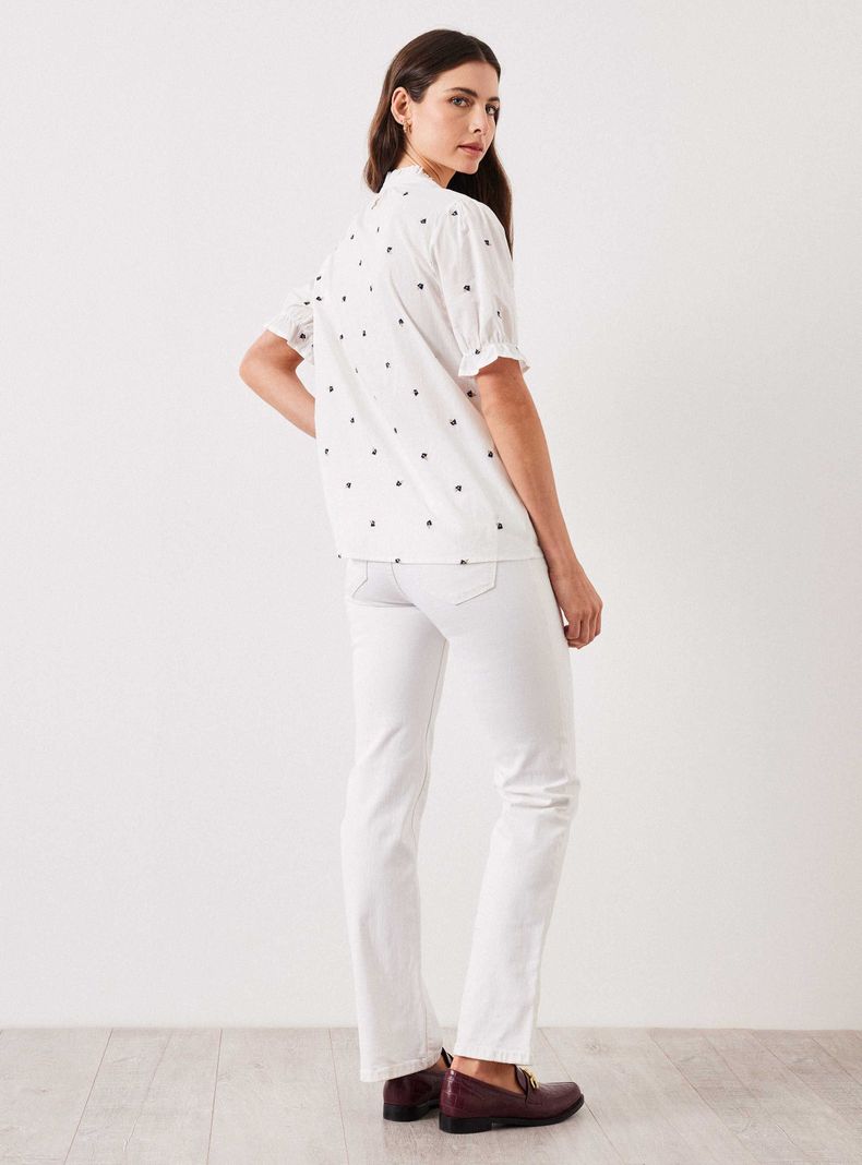 Blusa Bordada con Manga Globo-5