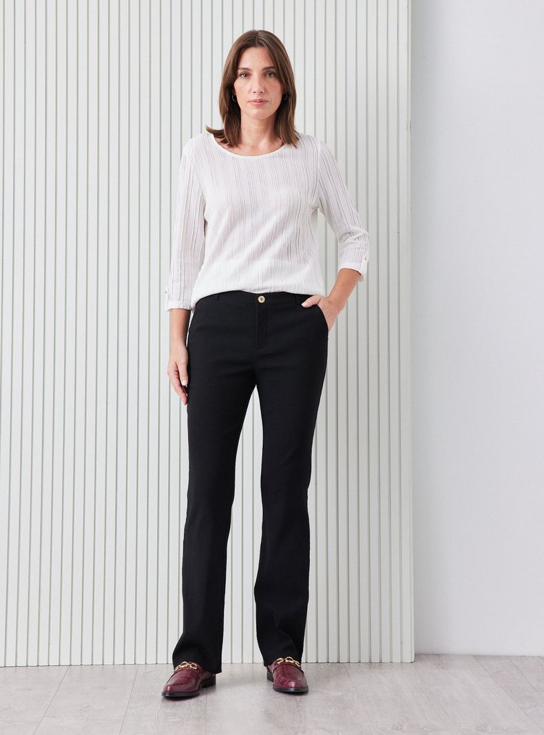 Pantalón Jacquard Elásticado Corte Recto-4