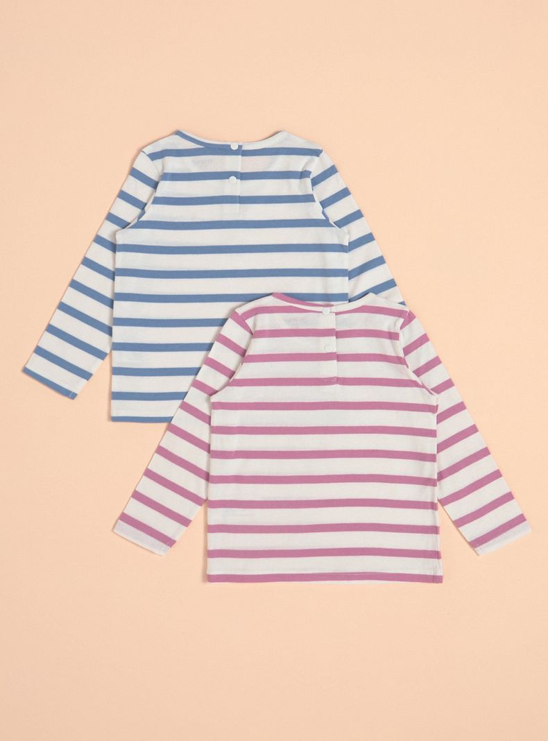 Polera Bipack Rayadas con Pequeño Bordados-1