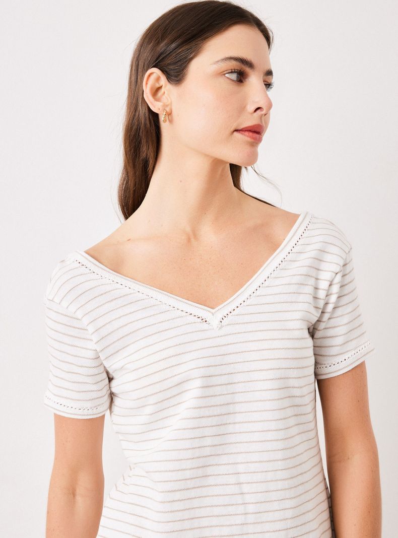 Polera Rayada con Diseño en el Cuello-2