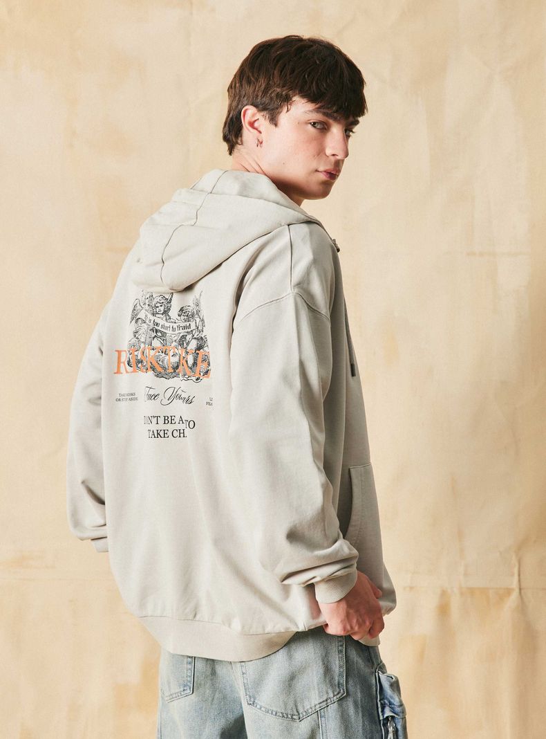 Polerón Fullzip Capucha Print Risktake-1